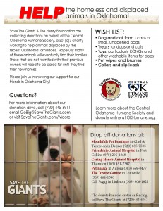 Flyer for donation drive - Helping the OK tornado victims